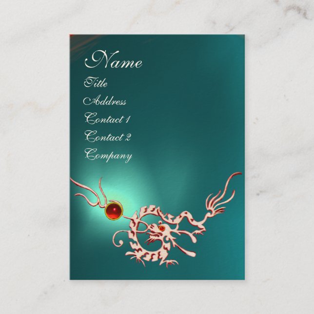 SEA DRAGON 2 AQUAMARINE MONOGRAM blue white red Business Card (Front)