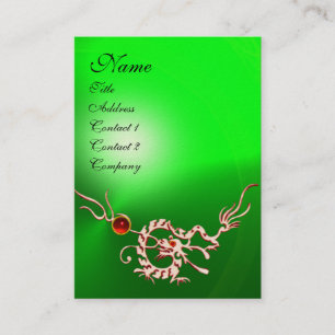 SEA DRAGON 2 EMERALD MONOGRAM green white red Business Card