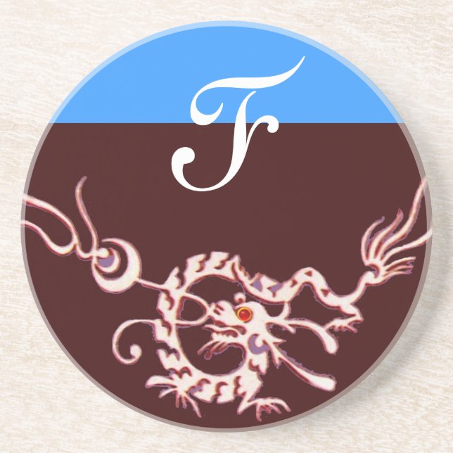 SEA DRAGON 2 MONOGRAM blue purple Coaster (Front)