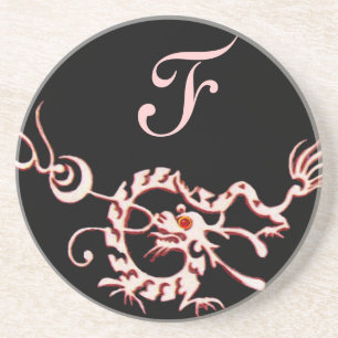 SEA DRAGON 2 MONOGRAM pink black Coaster