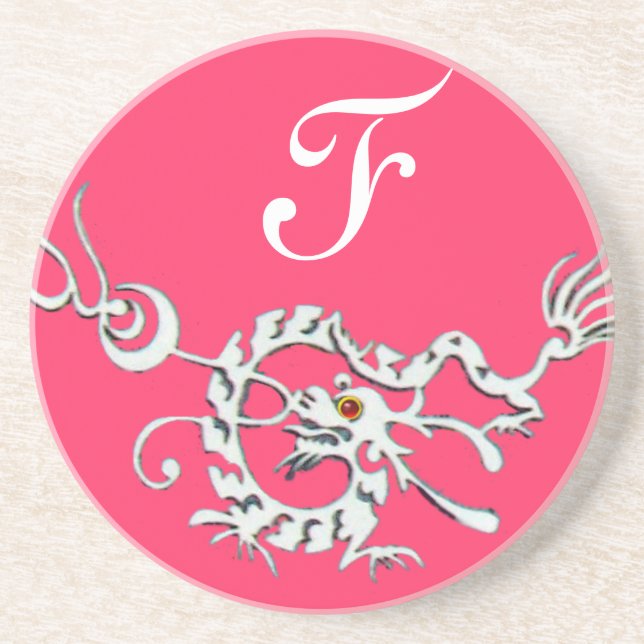 SEA DRAGON 2 MONOGRAM pink white Coaster (Front)