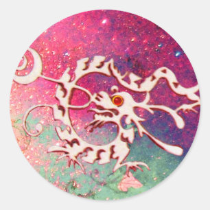 SEA DRAGON 2 ,pink green blue Classic Round Sticker