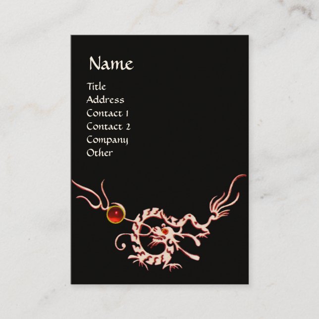 SEA DRAGON 2 RUBY MONOGRAM  black and white red Business Card (Front)
