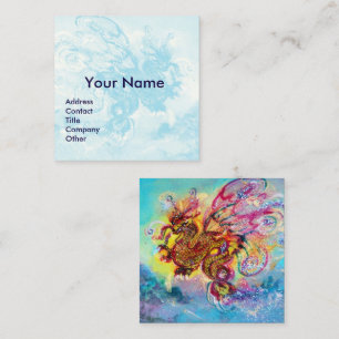 SEA DRAGON AND BLUE WAVES Fantasy Square Business Card