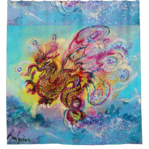 SEA DRAGON Aqua Blue Fantasy Shower Curtain