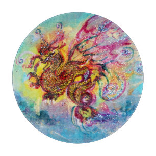 SEA DRAGON Aqua Blue Pink Fantasy Cutting Board