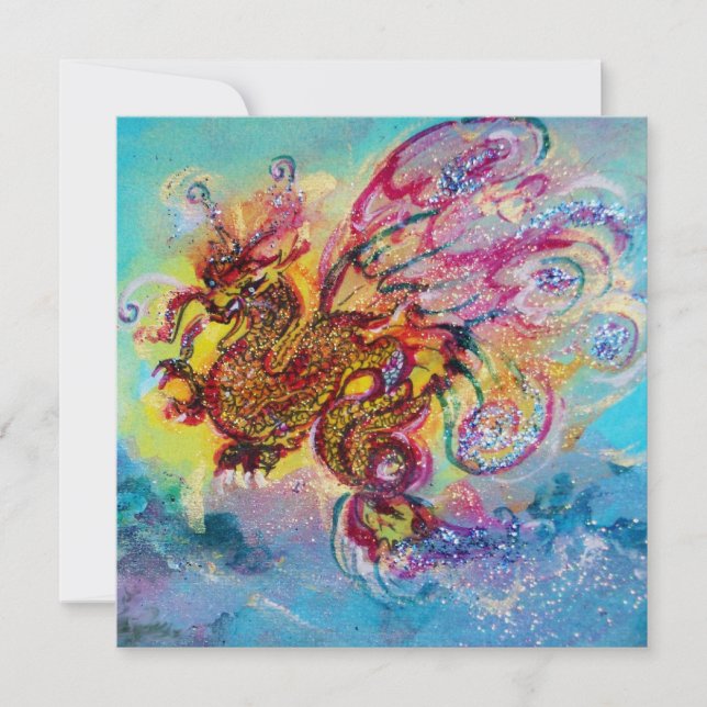 SEA DRAGON blue violet purple black yellow Invitation (Front)