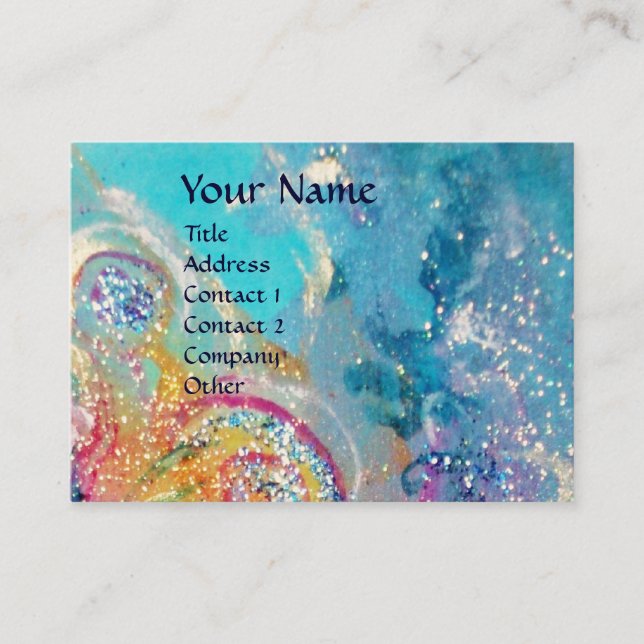 SEA DRAGON , blue yellow pink purple Business Card (Front)