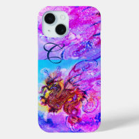 SEA DRAGON,GOLD PINK PURPLE BLUE SPARKLES MONOGRAM