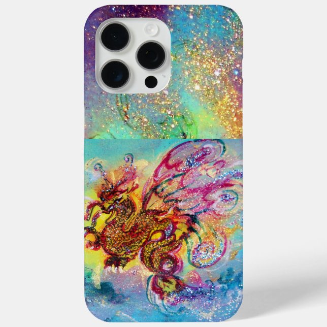 SEA DRAGON IN GOLD BLUE SPARKLES Case-Mate iPhone CASE (Back)