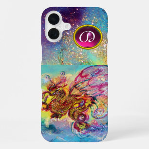 SEA DRAGON PINK PURPLE GEM STONE MONOGRAM iPhone 16 PLUS CASE