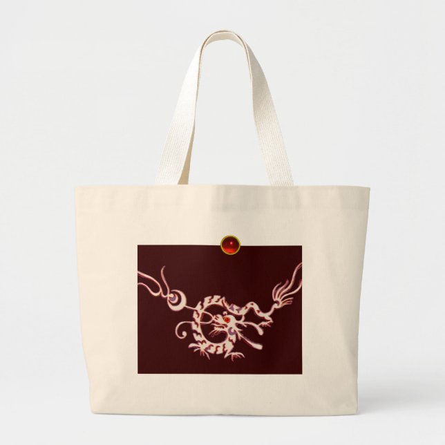 SEA DRAGON RUBY, black and white red Large Tote Bag (Front)