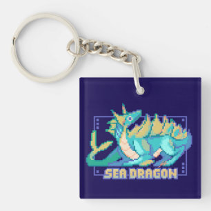 Sea dragon, sea dragon pixel art key ring