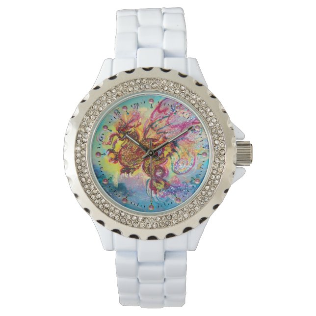 SEA DRAGON WITH PINK GEMSTONES WATCH (Front)