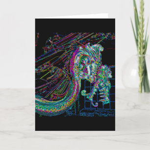 Sea Dragons Line Drawing Card