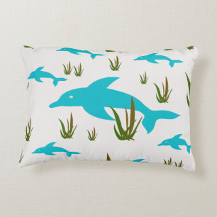 Sea Dream unique turquoise dolphin ocean themed Decorative Cushion