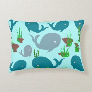 Sea Dream unique turquoise whale ocean themed Decorative Cushion