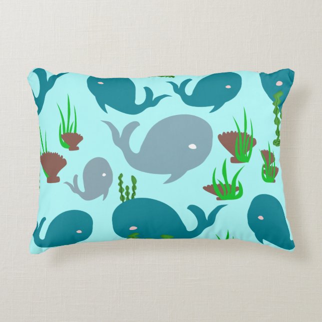 Sea Dream unique turquoise whale ocean themed Decorative Cushion (Front)