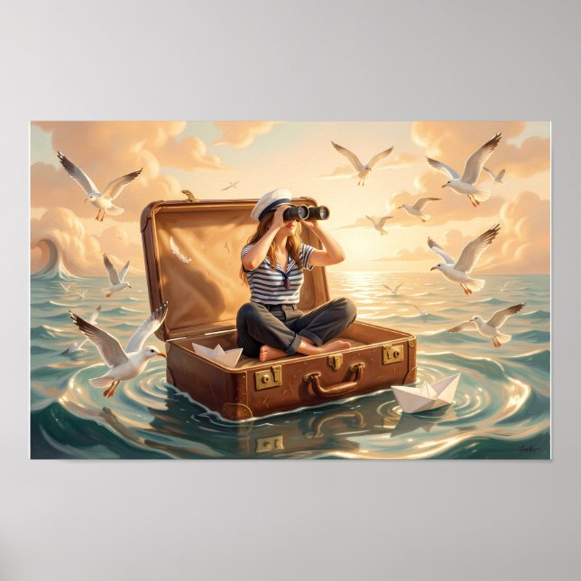 Sea Dreamer in a Floating Suitcase Poster (Front)
