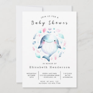 Sea Editable Whale Baby Shower Invitation