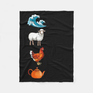 Sea Ewe Hen Tea Funny Joke Saying Quote Men Women Fleece Blanket