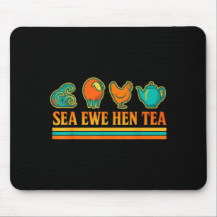 Sea Ewe Hen Tea Funny Pun Saying Retro Style Mouse Mat