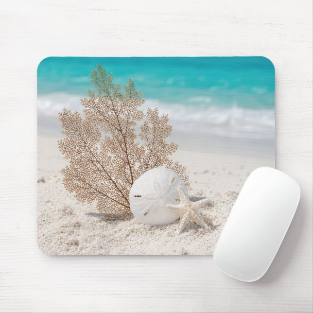 Sea Fan With Sand Dollar and Starfish Mouse Mat (With Mouse)
