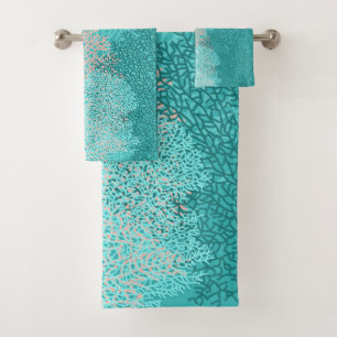 Sea Fans Turquoise Bath Towel Set