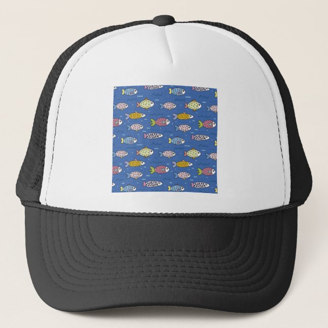 sea fish blue submarine animals trucker hat (Front)