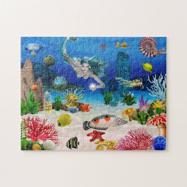 Sea fish Mermaid Ariel, Underwater Sea Life Jigsaw Puzzle (Horizontal)