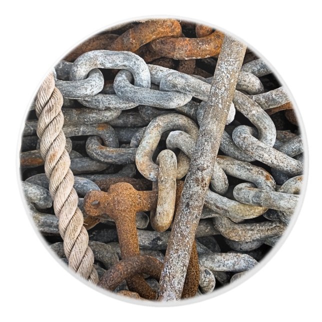 SEA FISHING CHAIN AND ROPE CERAMIC KNOB (Front)