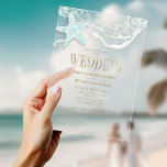 Sea Foam Beach Wedding ID837 Acrylic Invitations<br><div class="desc">Marine elements such as starfish and shells are enhanced with waves of sea foam to create the pieces of this wedding suite. The transparent acrylic wedding invitation shown here features the above starfish and sea foam plus a template to easily add your own pertinent event information. Optional 'Wedding' text, in...</div>