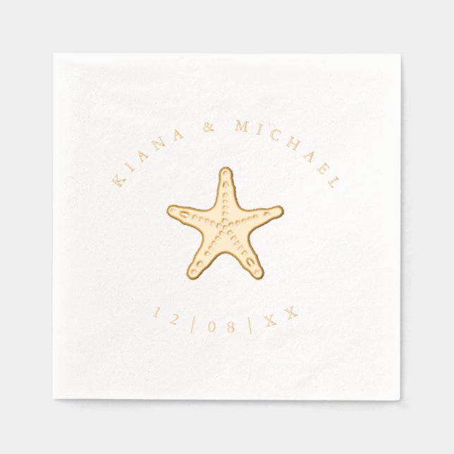 Sea Foam Beach Wedding Starfish ID837 Foil Napkins (Front)