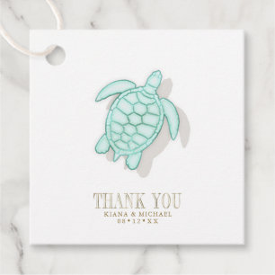 Sea Foam Beach Wedding Turtle ID837 Favour Tags