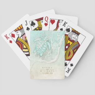 Sea Foam Beach Wedding Turtle ID837 Playing Cards