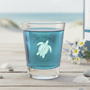 Sea Foam Beach Wedding Turtle ID837 Shot Glass