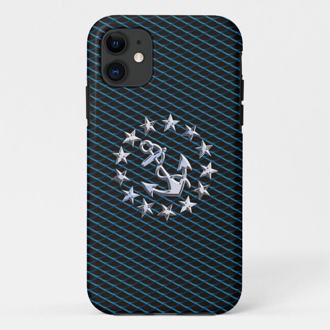 Sea Foam Chrome Yacht Flag Automotive Grille Print Case-Mate iPhone Case (Back)