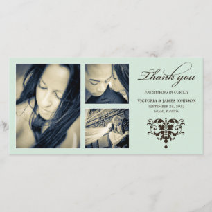 SEA FOAM FORMAL COLLAGE   WEDDING THANK YOU CARD