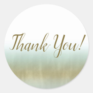 Sea Foam Gold White Elegant Beach Modern Wedding Classic Round Sticker