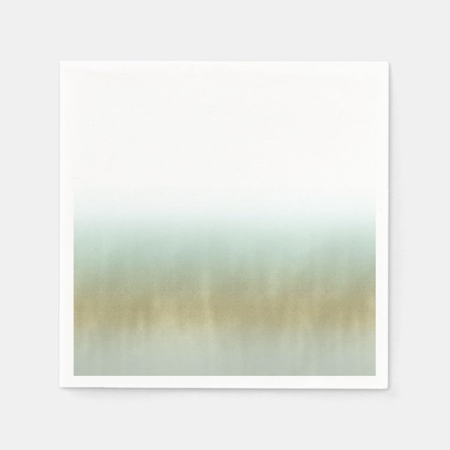 Sea Foam Gold White Elegant Beach Modern Wedding Napkin (Front)