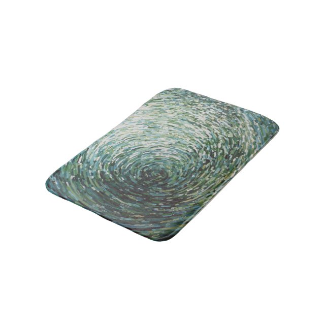 Sea Foam Green & Brown Cresting Wave Bath Mat Juul (Angled)