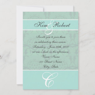 Sea Foam Green Damask Wedding Invitations