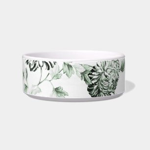 Sea Foam Green Floral Toile Customise Pet Name Bowl