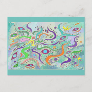 Sea Foam Under Water Life Abstract Design Postcard