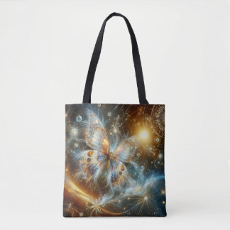 Sea Foam Vibrant Celestial Butterfly Tote Bag