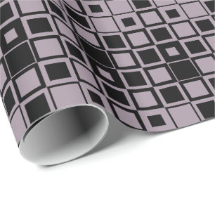 Sea Fog Purple and Black Square Inside Square Wrapping Paper
