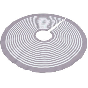 Sea Fog Purple and White Striped Christmas Holiday Brushed Polyester Tree Skirt
