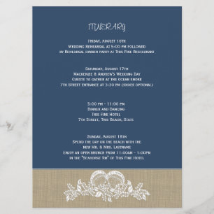 Sea Garland Beach Wedding Large Itinerary Invitation