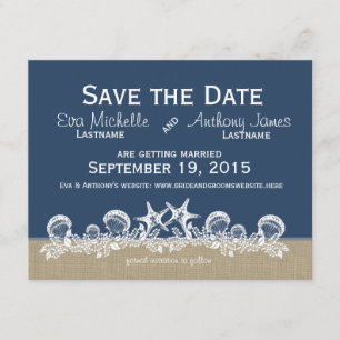 Sea Garland Navy Blue Save the Date Invitation
