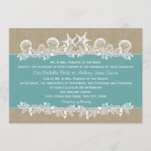 Sea Garland Teal Wedding Invitation